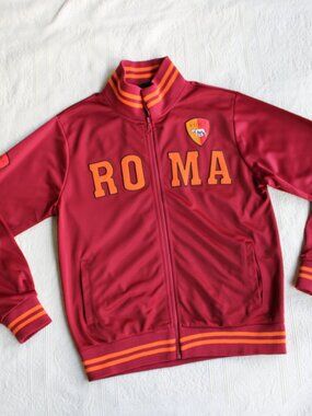 Infinity Roma Italy Track Jacket Burgundy embroidery Football Soccer satin patch
